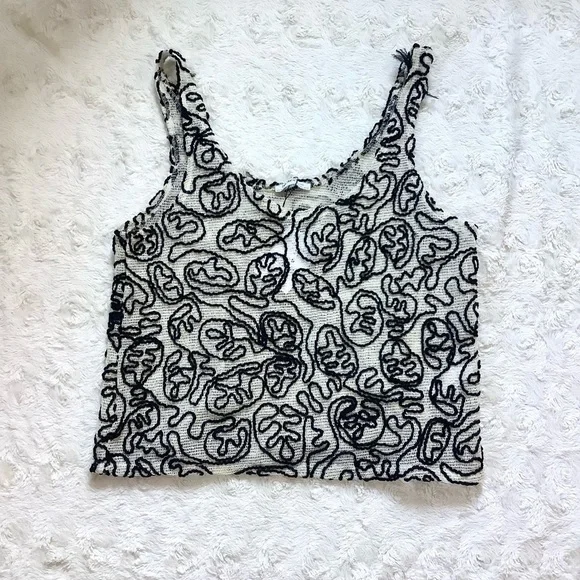 𝅺ZARA Embroidered Mesh/Net Oversize Boxy Tank Top - Picture 2 of 10